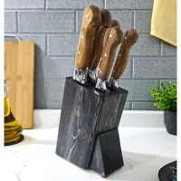 Lazbisa Hand Craft 6 Parça Mutfak Bıçak Seti Stant Et Ekmek Sebze Meyve Bıçak