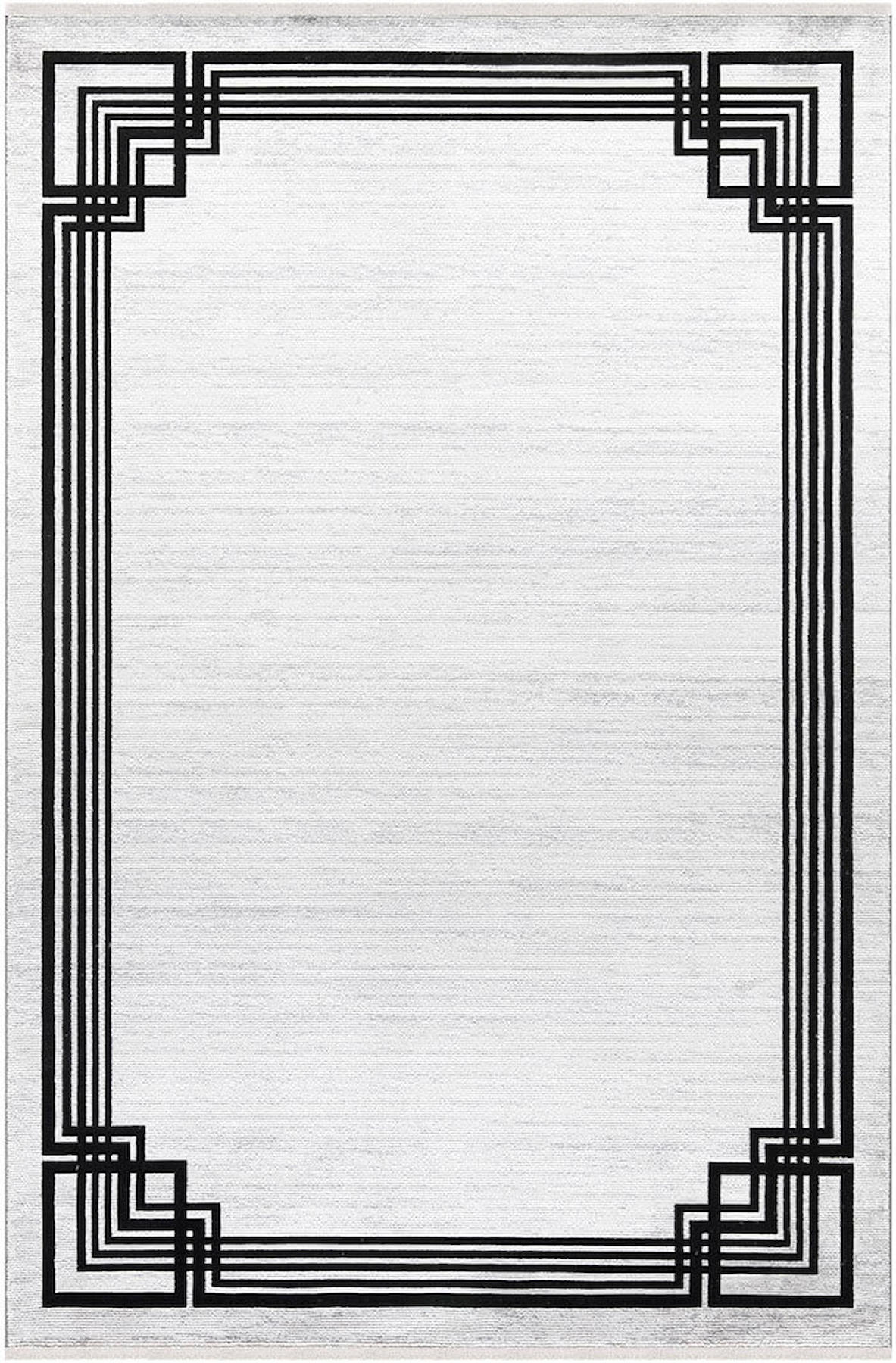 İpek Home Erva 18116 Gri-Siyah 11 mm Akrilik Antibakteriyel Yıkanabilir Orta Kaymaz Pamuk Taban Dikdörtgen Makine Dokuma Antre-Çocuk Odası-Salon-Yatak Odası Halısı 80x150 cm