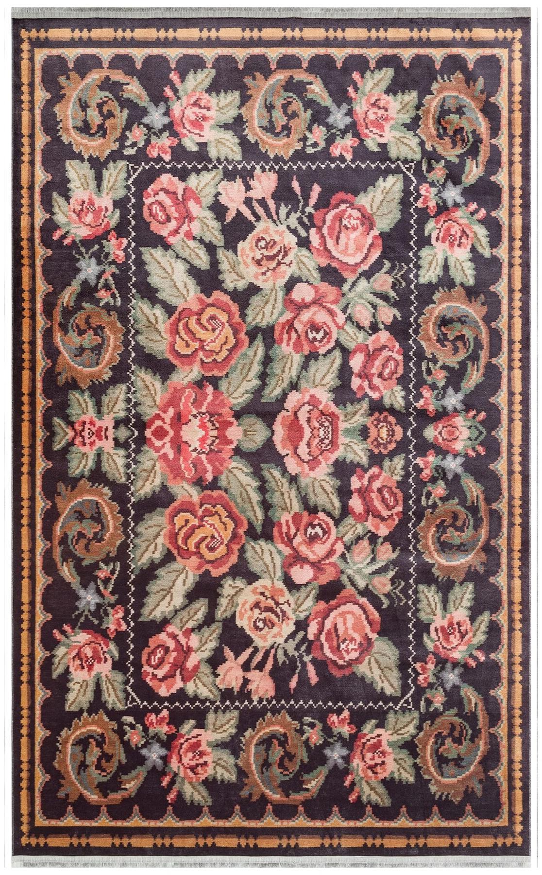 Eko Halı Antique ATK2 Çok Renkli 6 mm Polyester Silinebilir Yıkanabilir İnce Kaymaz Dikdörtgen Makine Dokuma Salon Halısı 180x180 cm