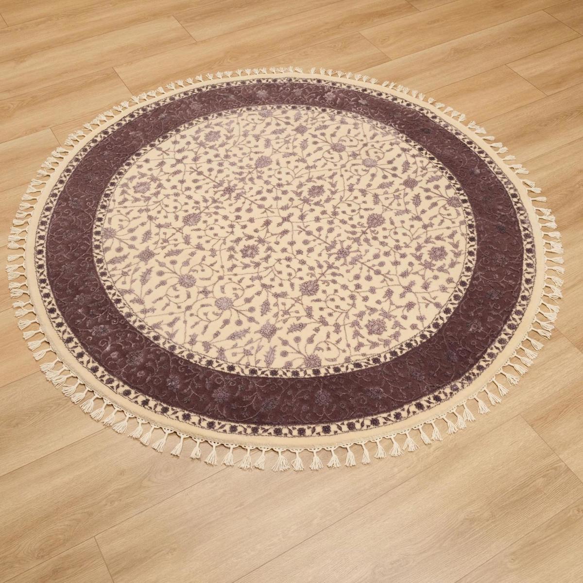 Halıcızade Safir Kahverengi - Krem Pamuk Yıkanabilir Kalın Kaymaz Lateks Taban Dikdörtgen Makine Dokuma Salon Halısı 150x250 cm