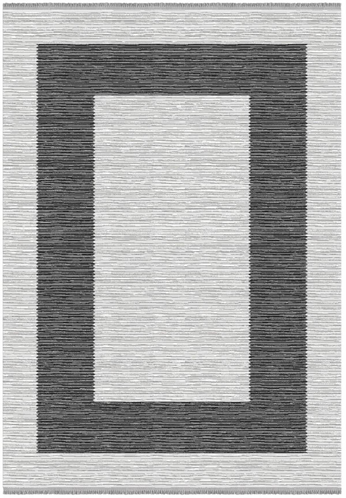 İpek Mekik Halı Roxanne 17113 Gri 8 mm Akrilik Yıkanabilir İnce Kaymaz Pamuk Taban Dikdörtgen Makine Dokuma Antre-Çocuk Odası-Salon-Yatak Odası Halısı 180x350 cm