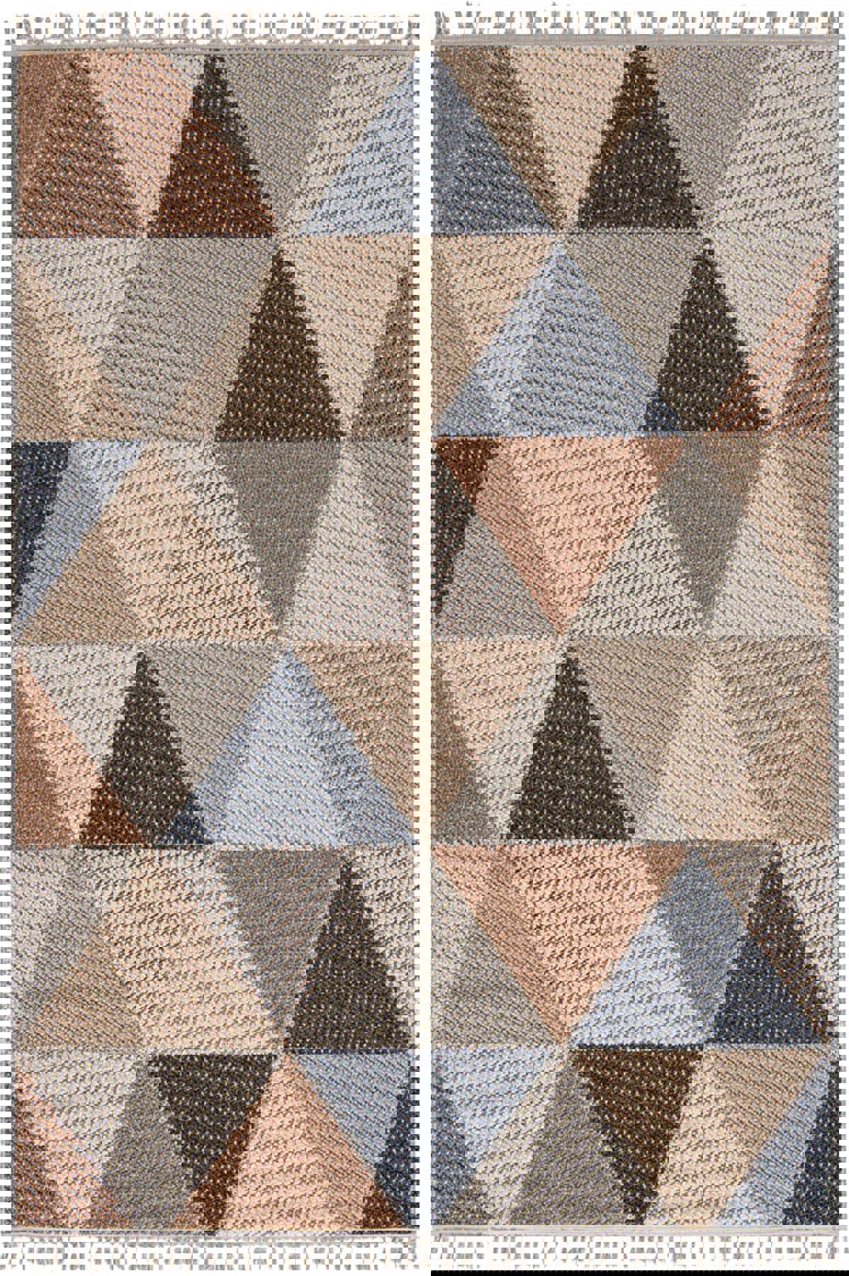 Enti Halı Bukle 1405 Çok Renkli 7 mm Polyester Toz Tutmaz Yıkanabilir Orta Dikdörtgen Makine Dokuma Salon Halısı 100x300 cm