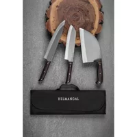 Helmangal Alpha Serisi 3’lü Bıçak Set- Chef Almazan Steak Bıçağı El Yapımı Özel Üretim