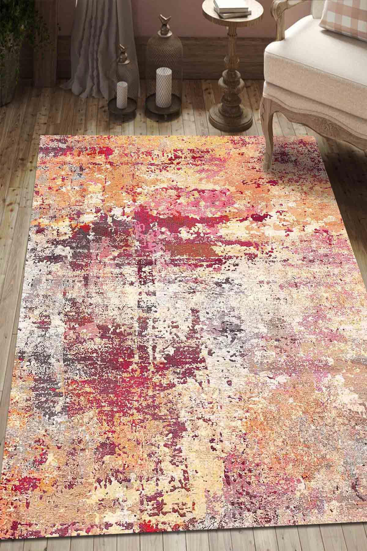 Latte Dizayn Emni Krem 0.5 mm Pamuk Antibakteriyel Yıkanabilir İnce Kaymaz Dikdörtgen Makine Dokuma Salon Halısı 80x300 cm