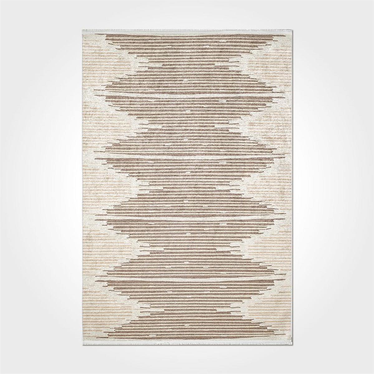 Crea Halı 2539PC Gri Pamuk-Polyester Yıkanabilir İnce Kaymaz Pamuk Taban Dikdörtgen Makine Dokuma Salon Halısı 120x180 cm