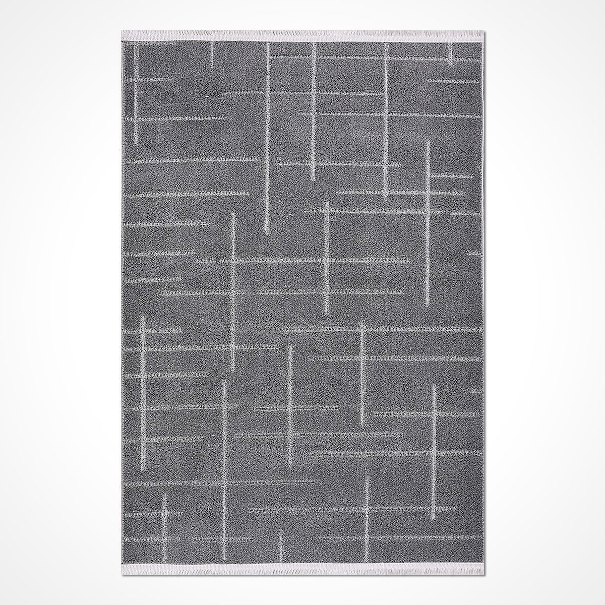 Crea Halı Leyla 9336GR Krem 7 mm Polyester Toz Tutmaz Yıkanabilir Orta Soyut Temalı Dikdörtgen Makine Dokuma Salon Halısı 180x300 cm