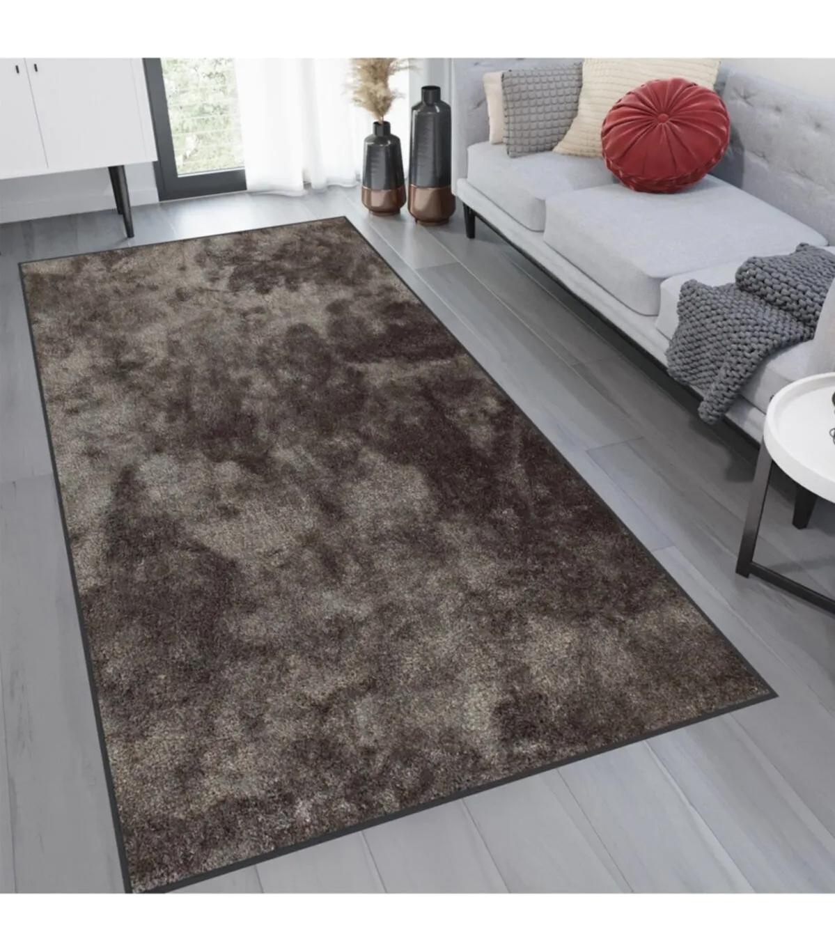 Rovigo Home RVG1187 Gri 8 mm Polyester Leke Tutmaz-Toz Tutmaz Yıkanabilir İnce Kaymaz Dot Taban Dikdörtgen Makine Dokuma Salon Halısı 50x80 cm