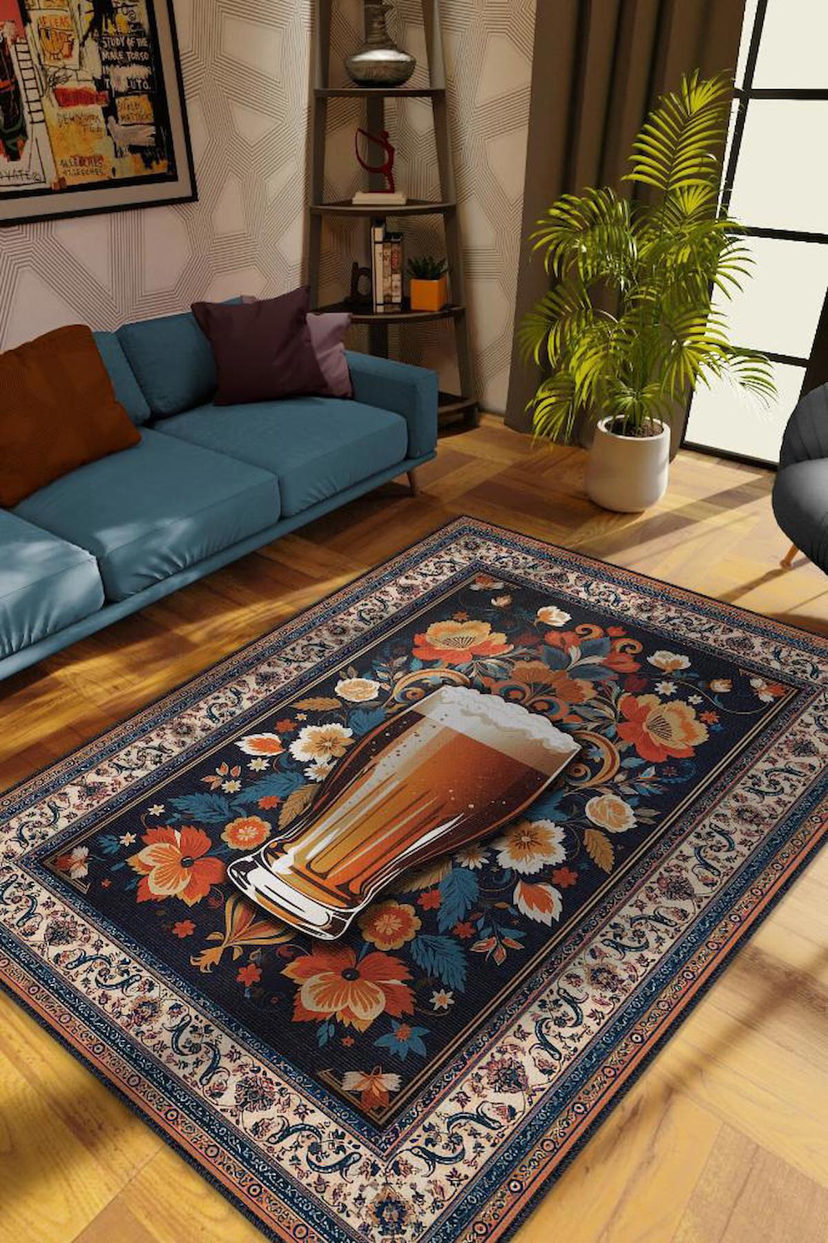 Homshtag Krem 4 mm Pamuk Antistatik Yıkanabilir İnce Kaymaz Dikdörtgen Makine Dokuma Salon Halısı 100x200 cm