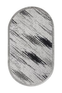 Dijidekor Siyah 20 mm Peluş Yıkanabilir Kaymaz Taban Elips Makine Dokuma Salon Halısı 180x180 cm