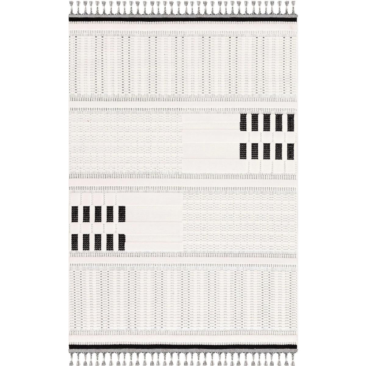 İpek Mekik Halı Duru Pien 1702 Gri-Siyah 10 mm Polyester Yıkanabilir Orta Kaymaz Dikdörtgen Makine Dokuma Antre-Çocuk Odası-Salon-Yatak Odası Halısı 80x400 cm
