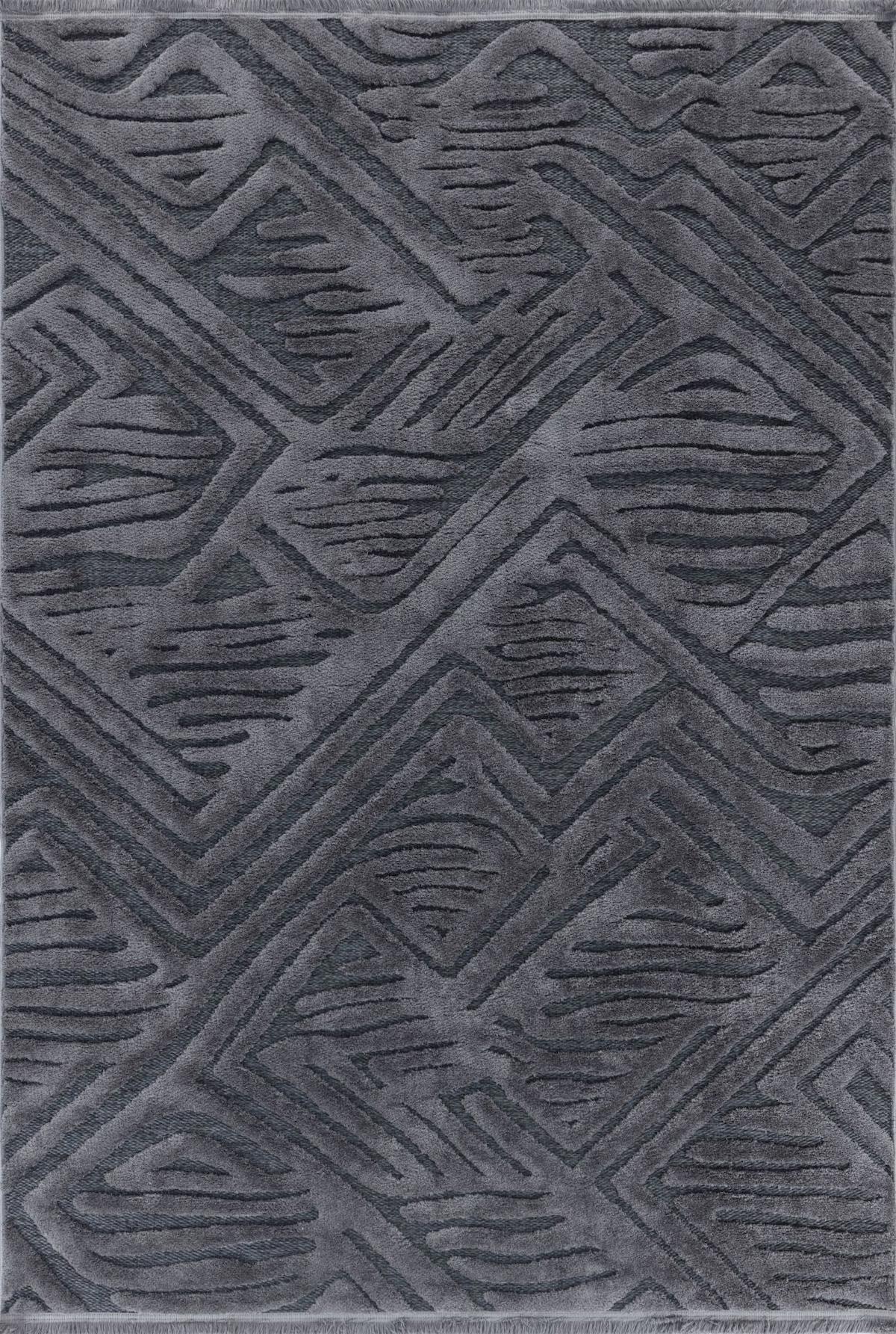 Apex Orion 4224 Antrasit Pamuk Yıkanabilir İnce Kaymaz Jüt Taban Dikdörtgen Makine Dokuma Salon Halısı 100x150 cm