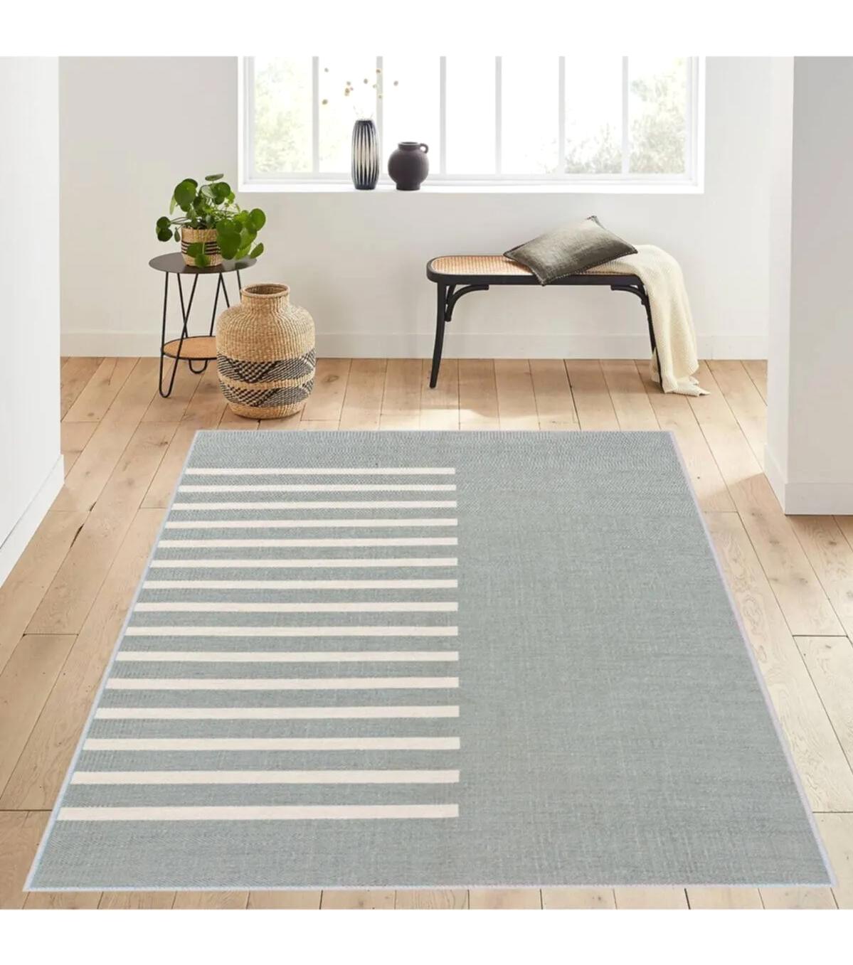 Rovigo Home RVG1205 Çok Renkli 8 mm Polyester Leke Tutmaz-Toz Tutmaz Yıkanabilir İnce Kaymaz Dot Taban Dikdörtgen Makine Dokuma Salon Halısı 80x500 cm