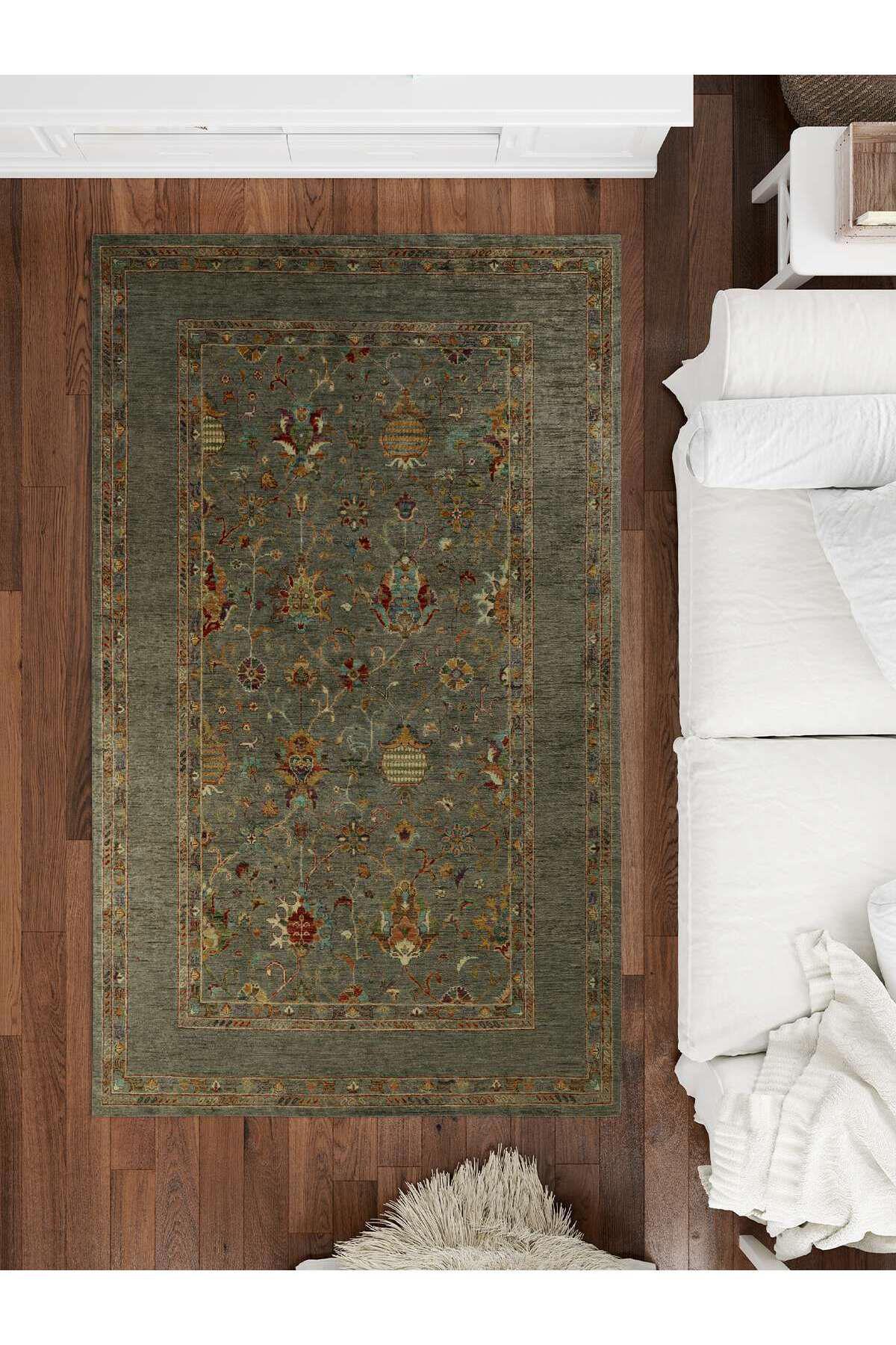 İnspira Çok Renkli 12 mm Polyester Antibakteriyel-Leke Tutmaz-Toz Tutmaz Yıkanabilir Orta Kaymaz Dot Taban Dikdörtgen Makine Dokuma Oturma Odası-Salon Halısı 100x200 cm