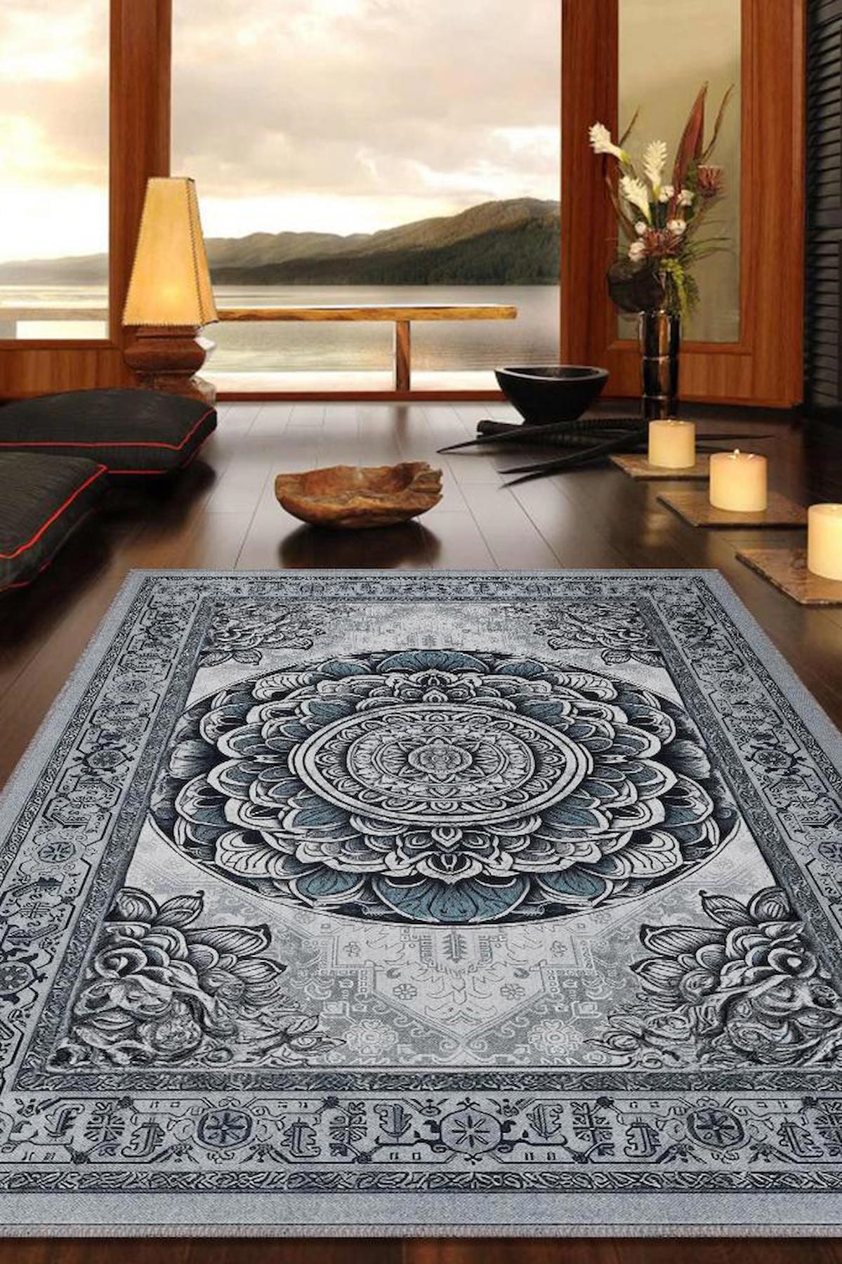Homshtag Çok Renkli 4 mm Pamuk Antistatik Yıkanabilir İnce Kaymaz Dikdörtgen Makine Dokuma Salon Halısı 80x150 cm
