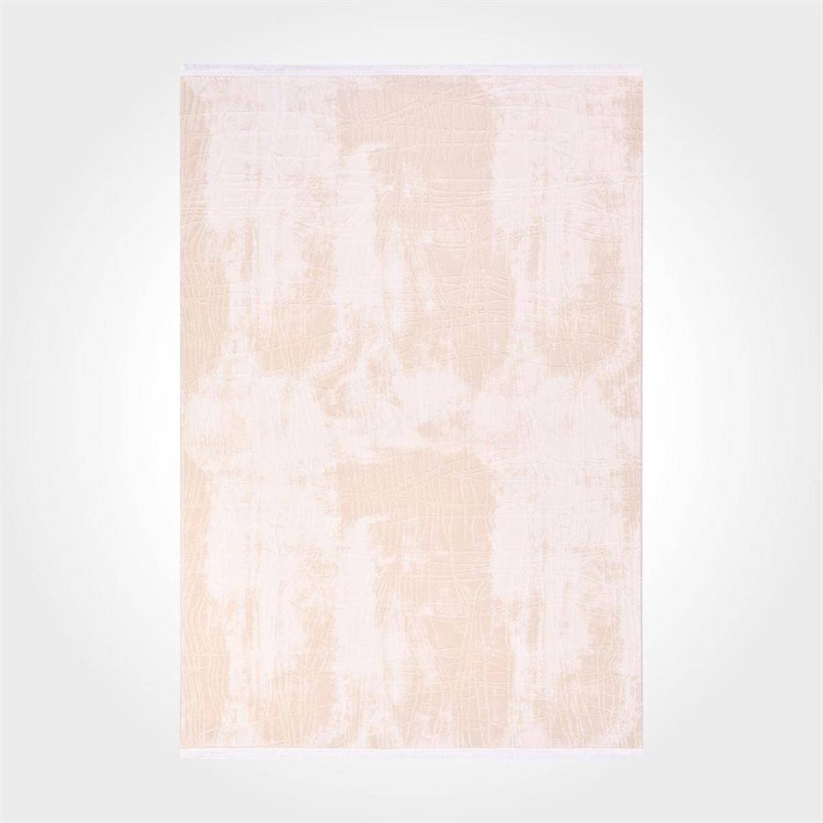 Crea Halı 14502K Bej-Krem 11 mm Akrilik Toz Tutmaz Yıkanabilir Orta Pamuk Taban Dikdörtgen Makine Dokuma Salon Halısı 80x200 cm
