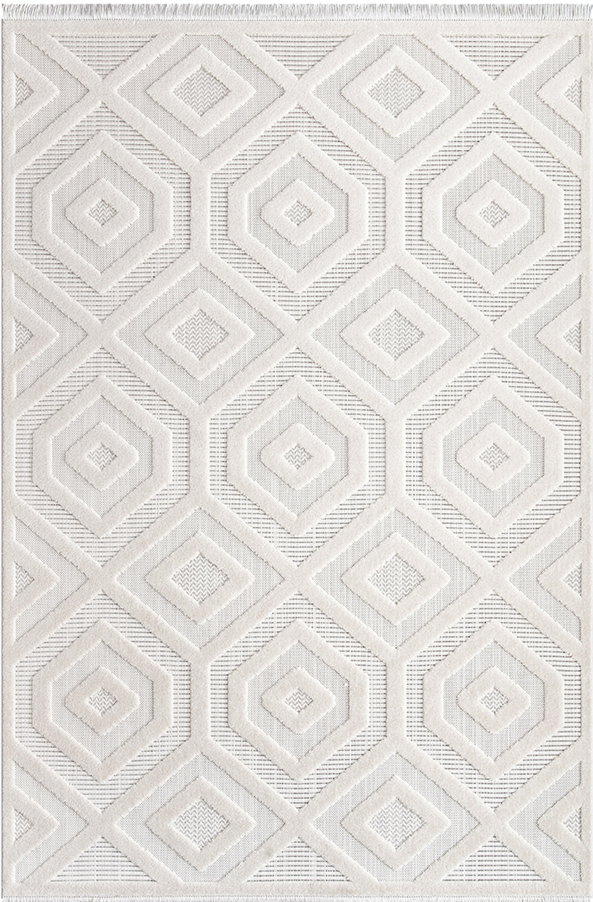 İpek Mekik Halı Almond 11404 Krem 10 mm Polyester Toz Tutmaz Yıkanabilir Orta Kaymaz Jüt Taban Geometrik Dikdörtgen Makine Dokuma Antre-Çocuk Odası-Salon-Yatak Odası Halısı 80x200 cm