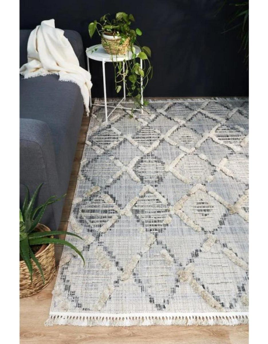 Homeva 9571 Çok Renkli 6-12 mm Polyester Yıkanabilir Orta Kaymaz Dikdörtgen Makine Dokuma Salon Halısı 100x200 cm