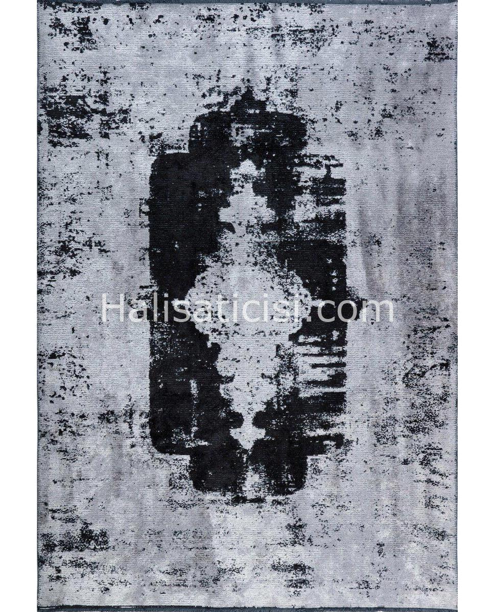 Gümüşsuyu Deco Milano 12255 Siyah 6 mm Akrilik-Polyester-Viskon Toz Tutmaz Yıkanabilir İnce Kaymaz Taban Dikdörtgen Makine Dokuma Salon Halısı 100x300 cm