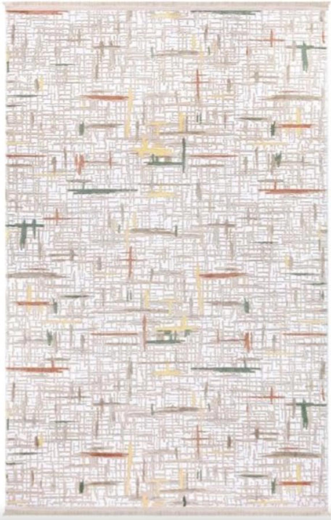 Aviva Larissa 6651 Çok Renkli 0.8 mm Akrilik Yıkanabilir İnce Kaymaz Jüt Taban Dikdörtgen Makine Dokuma Salon Halısı 140x200 cm