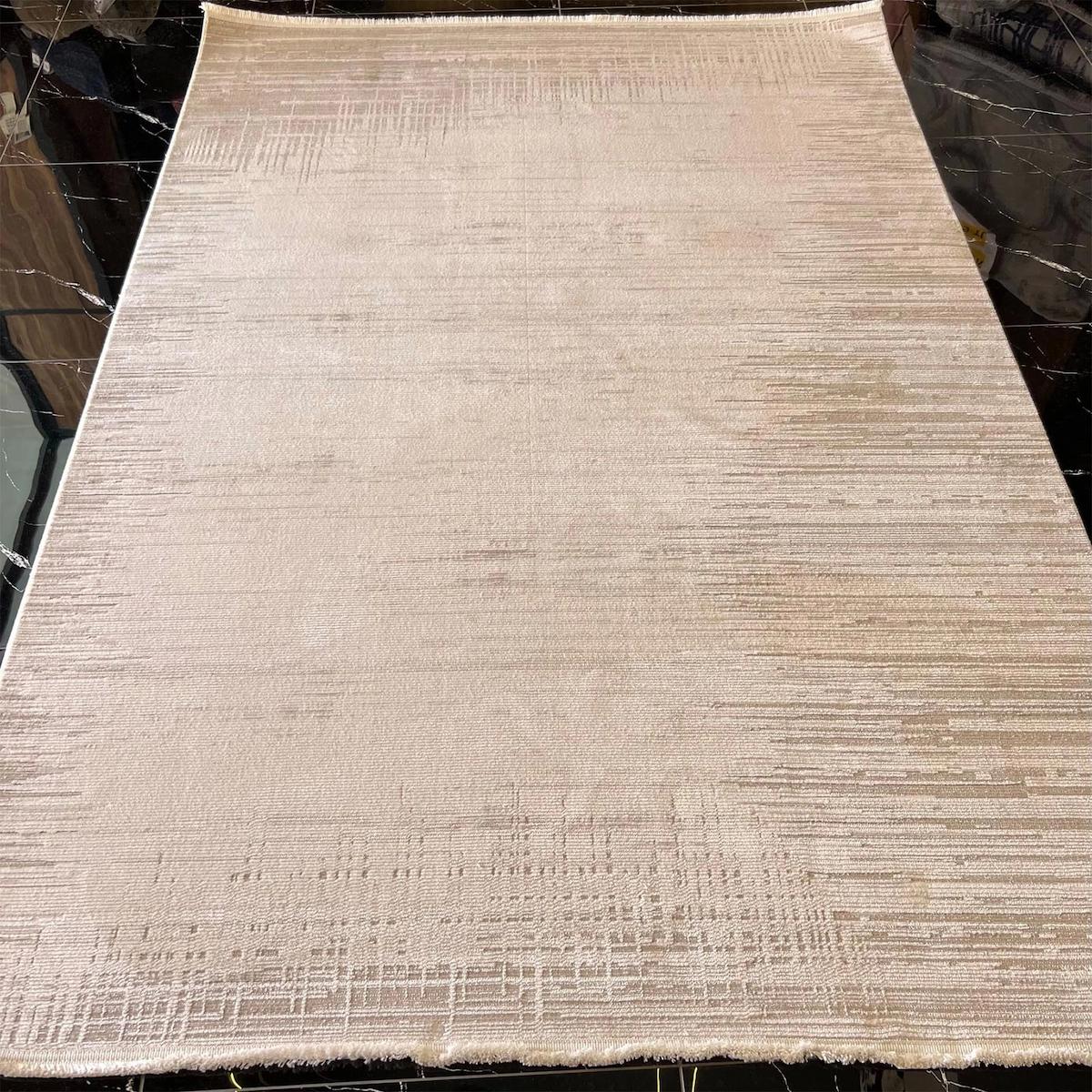 Sanat Halı Mira 3582 Krem 7 mm Pamuk Antibakteriyel Yıkanabilir Kalın Kaymaz Lateks Taban Dikdörtgen Makine Dokuma Salon Halısı 180x180 cm