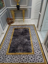 Doruklar Home Collection Krem 0.8 mm Mikropolyester Silinebilir Yıkanabilir İnce Kaymaz Dot Taban Dikdörtgen Makine Dokuma Salon Halısı 200x200 cm
