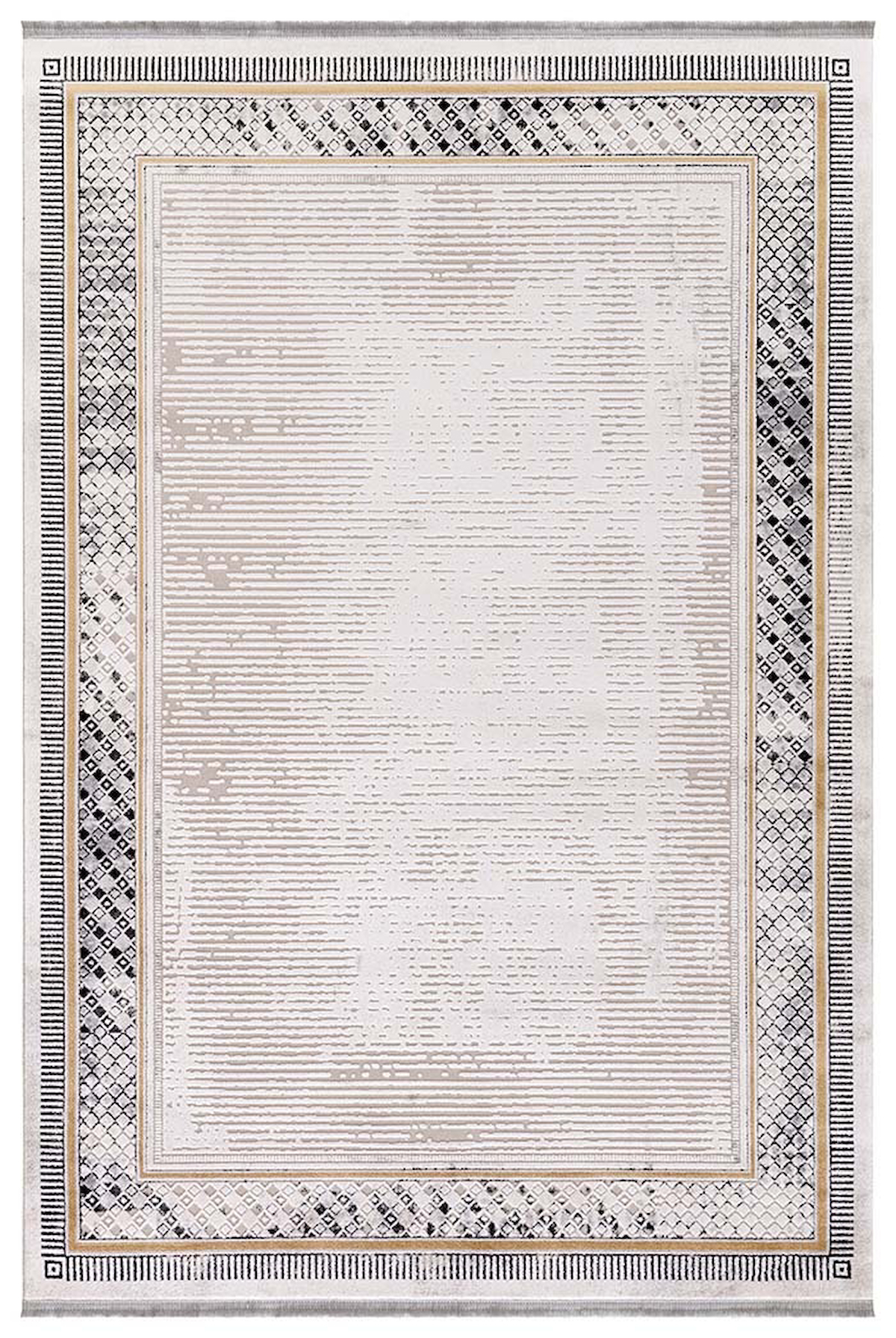 İpek Mekik Halı Arca 1155A Gri 8 mm Akrilik Toz Tutmaz Yıkanabilir Orta Kaymaz Pamuk Taban Geometrik Dikdörtgen Makine Dokuma Antre-Çocuk Odası-Salon-Yatak Odası Halısı 100x300 cm