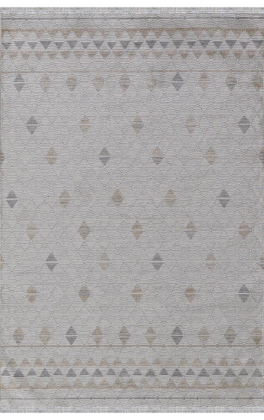 Padişah Zeta Krem 10 mm Polyester Toz Tutmaz Yıkanabilir İnce Kaymaz Dikdörtgen Makine Dokuma Salon Halısı 100x150 cm