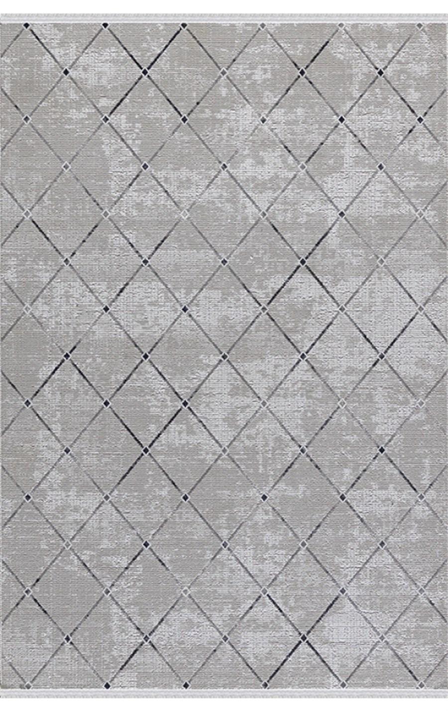 Merinos Verona 36736 Gri 5 mm Akrilik Yumuşak Yıkanabilir Kalın Kaymaz Dikdörtgen Makine Dokuma Salon Halısı 80x150 cm