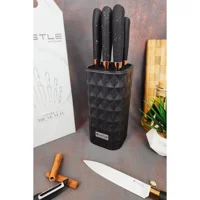 Castle Kitchen Black Copper Serisi 6'lı Mutfak Bıçak Seti Standlı