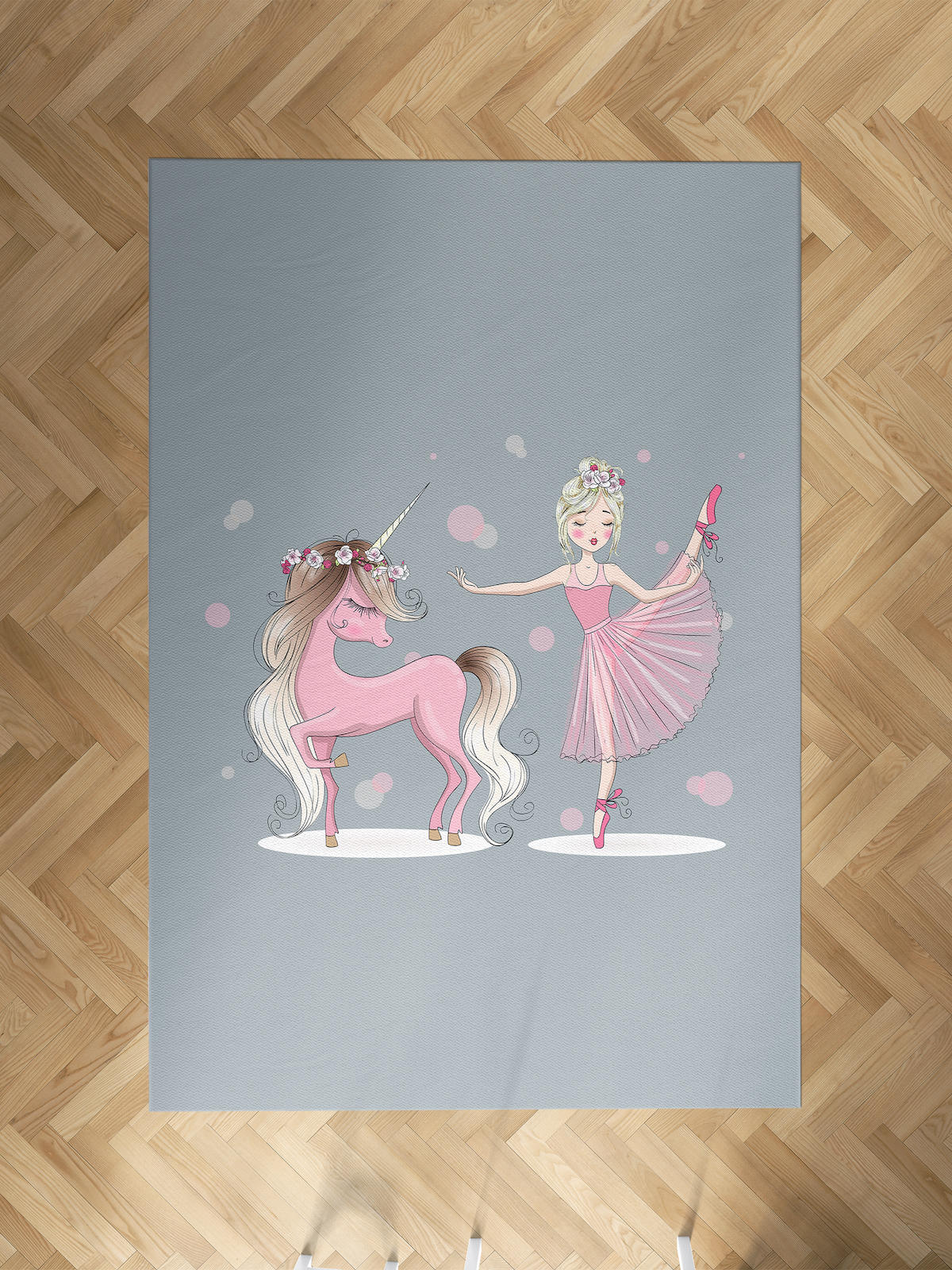 Mekta Home Unicorn-Kız Çok Renkli 10 mm Antibakteriyel Yıkanabilir İnce Kaymaz Dot Taban Dikdörtgen Makine Dokuma Çocuk Odası Halısı 100x450 cm