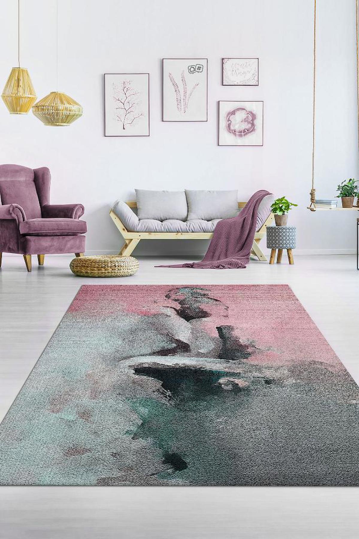 Homshtag Aşkın Ruhu Krem 4 mm Pamuk Antistatik Yıkanabilir İnce Kaymaz Dikdörtgen Makine Dokuma Yatak Odası Halısı 240x340 cm
