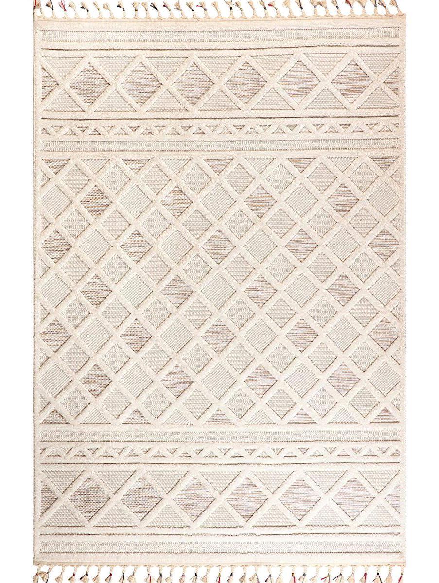 Gümüşsuyu Deco Alvin 12731 Krem 10 mm Polyester Yıkanabilir İnce Kaymaz Dikdörtgen Makine Dokuma Salon Halısı 100x150 cm
