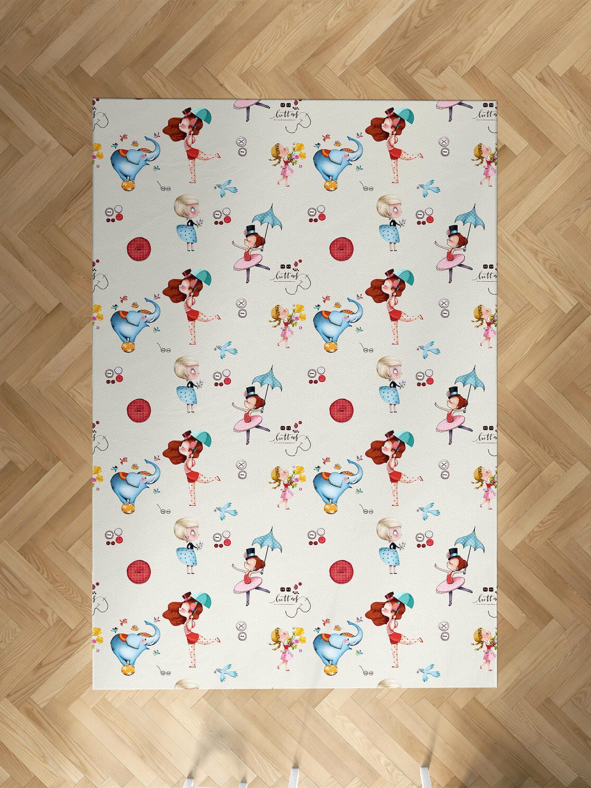 Mekta Home Sirk Krem 10 mm Antibakteriyel Yıkanabilir İnce Kaymaz Dot Taban Dikdörtgen Makine Dokuma Çocuk Odası Halısı 100x200 cm