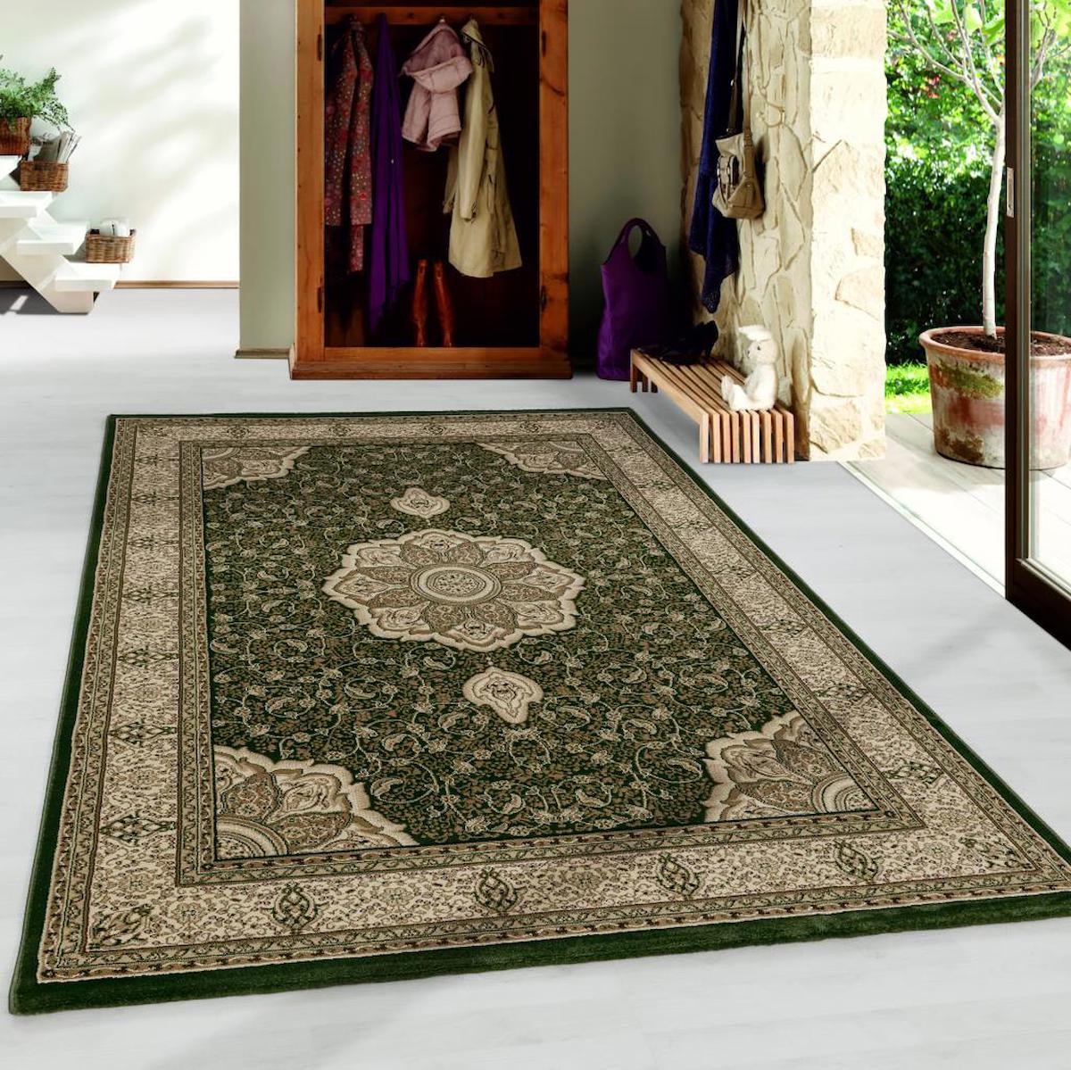 Red Halı Yeşil 8.5 mm Polipropilen Antialerjenik-Toz Tutmaz Yıkanabilir Orta Kaymaz Jüt Taban Dikdörtgen Makine Dokuma Oturma Odası-Salon Halısı 80x140 cm