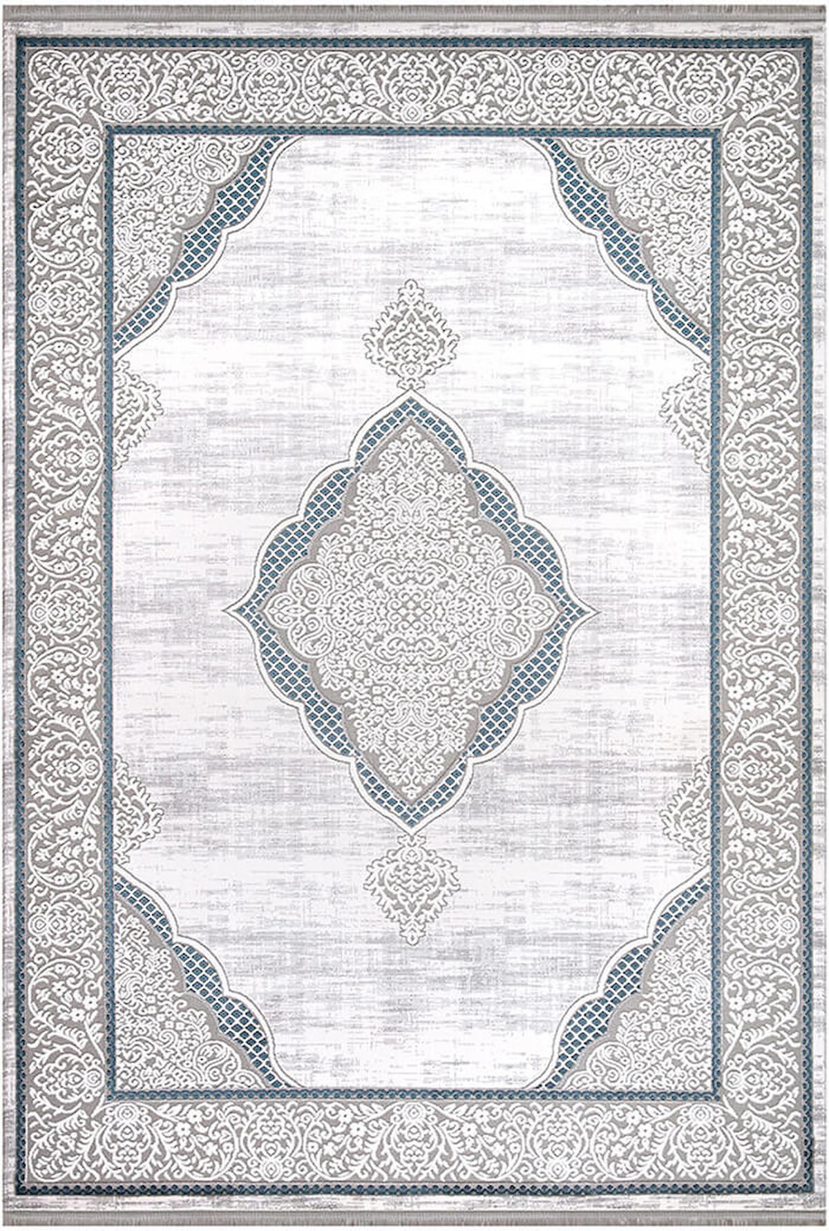 İpek Home Sardes 6933A Gri 10 mm Akrilik Yıkanabilir Orta Kaymaz Pamuk Taban Dikdörtgen Makine Dokuma Antre-Çocuk Odası-Salon-Yatak Odası Halısı 120x180 cm