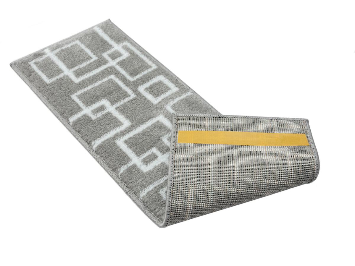 Glary Home GH40A-WGRY-GRY3 Beyaz-Gri 3 mm Polipropilen Yıkanabilir İnce Kaymaz Lateks Taban Geometrik Dikdörtgen Makine Dokuma Merdiven Halısı 200x700 cm