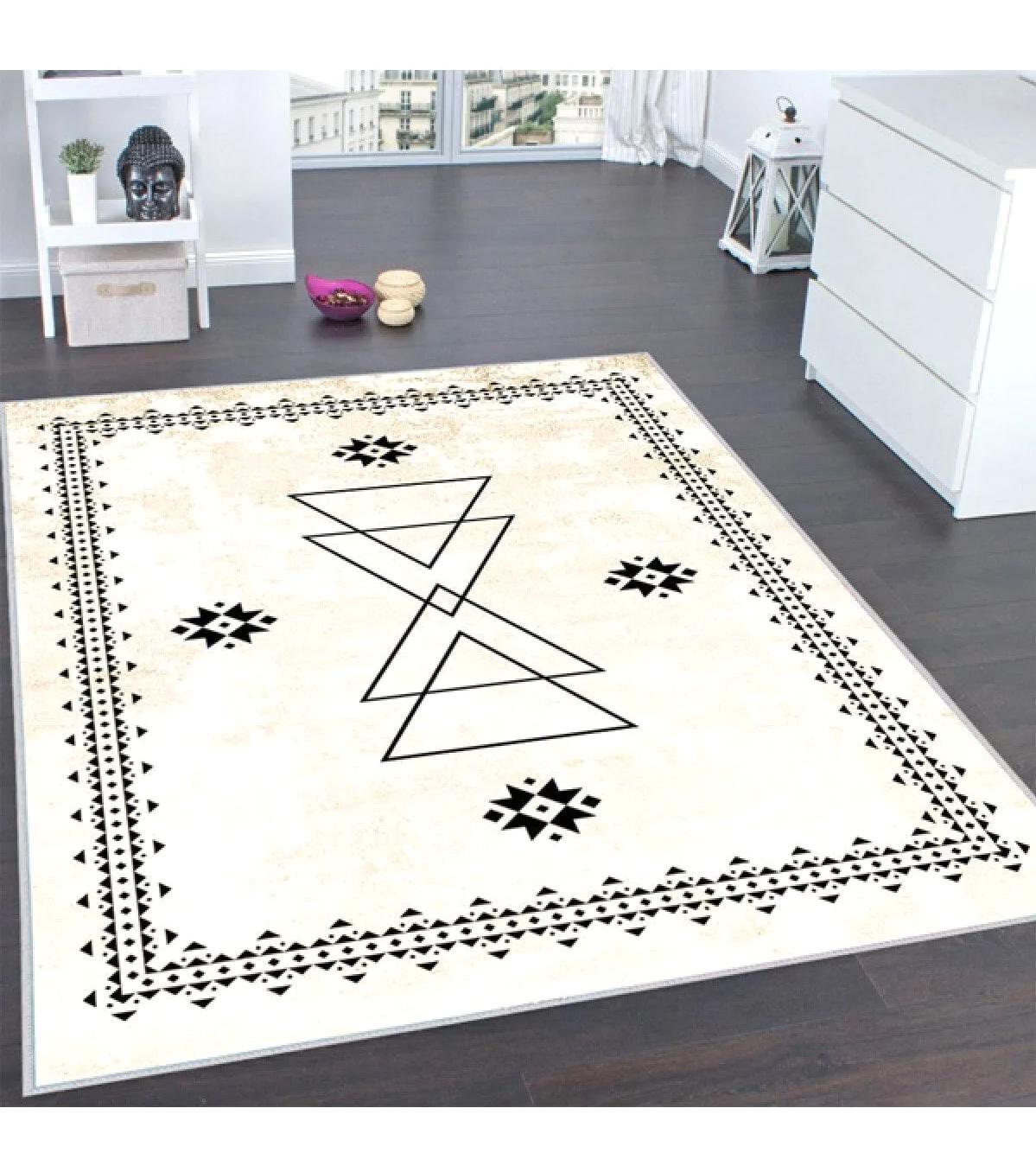 Rovigo Home RVG0179-SD1033 Çok Renkli 8 mm Polyester Yıkanabilir Orta Kaymaz Dot Taban Dikdörtgen Makine Dokuma Salon Halısı 80x500 cm