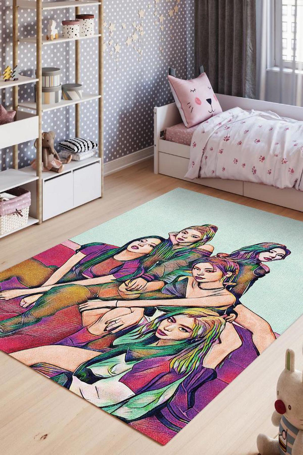 Homshtag ITZY Krem 4 mm Pamuk Antistatik Yıkanabilir İnce Kaymaz Dikdörtgen Makine Dokuma Genç Odası Halısı 160x160 cm