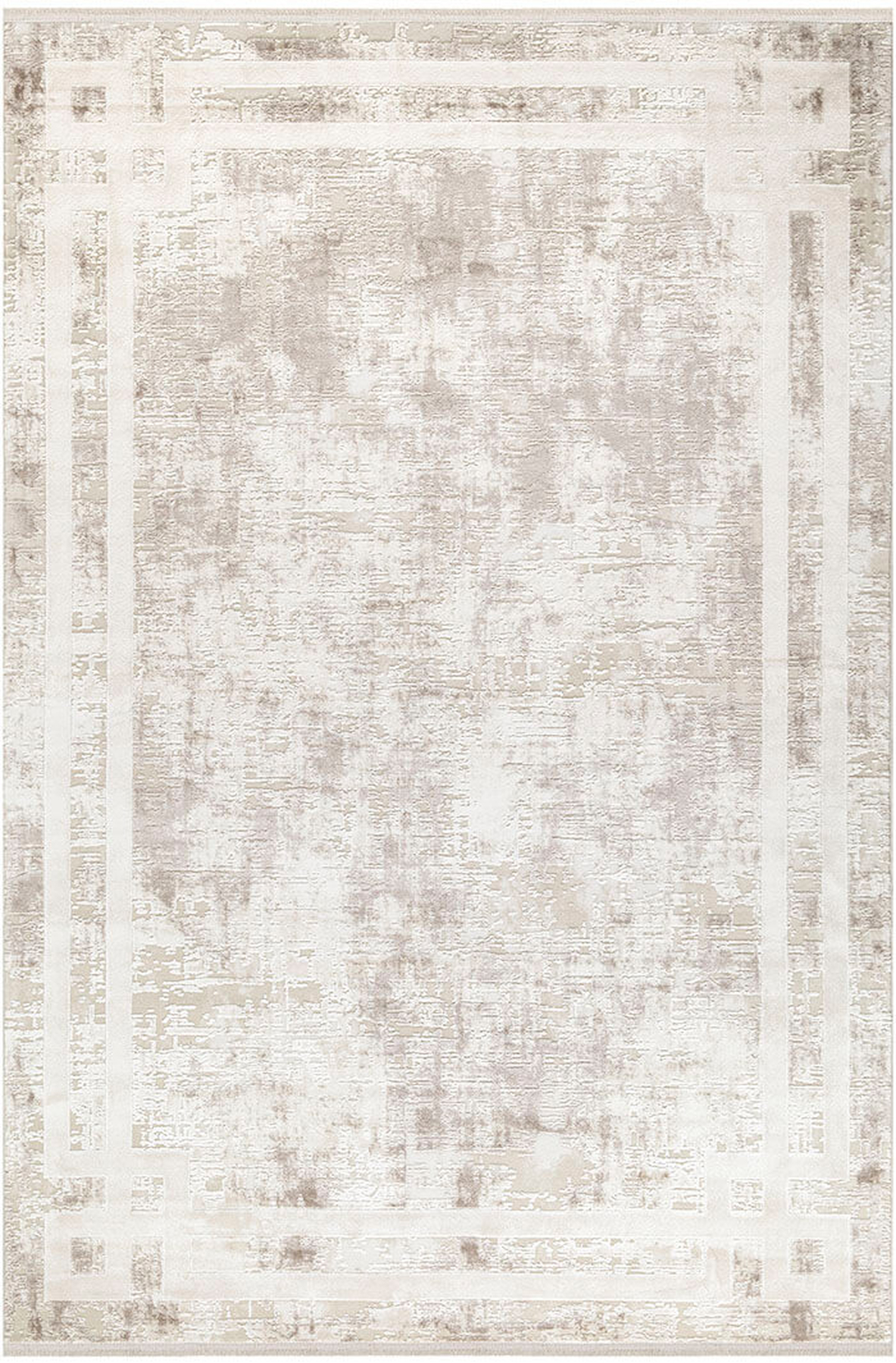 İpek Mekik Halı Allures 12217 Krem 8 mm Akrilik Yalıtıma Yardımcı Yıkanabilir Orta Kaymaz Pamuk Taban Geometrik Dikdörtgen Makine Dokuma Salon Halısı 160x230 cm
