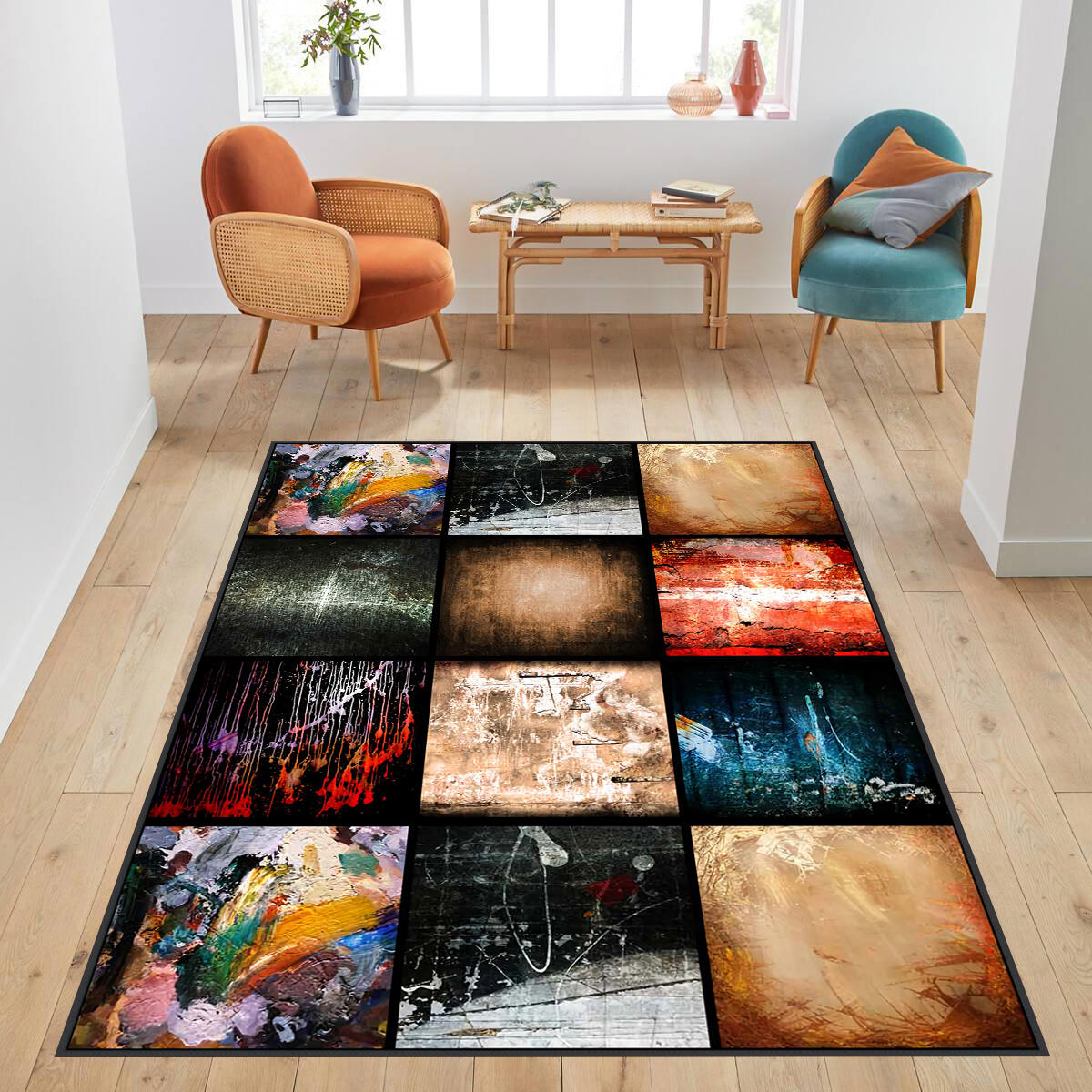 Rovigo Home RVG1292 Çok Renkli 8 mm Polyester Antibakteriyel-Leke Tutmaz-Toz Tutmaz Yıkanabilir İnce Kaymaz Dot Taban Dikdörtgen Makine Dokuma Salon Halısı 100x200 cm