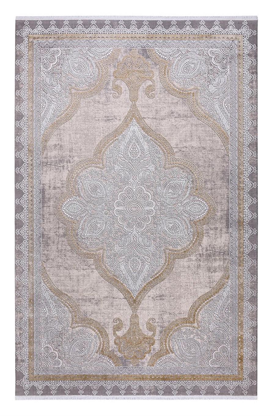 Kreasyon Halı Biblos 9306 Vizon 30 mm Polyester Antialerjenik Yıkanabilir Kalın Kaymaz Jüt Taban Dikdörtgen Makine Dokuma Salon Halısı 80x150 cm