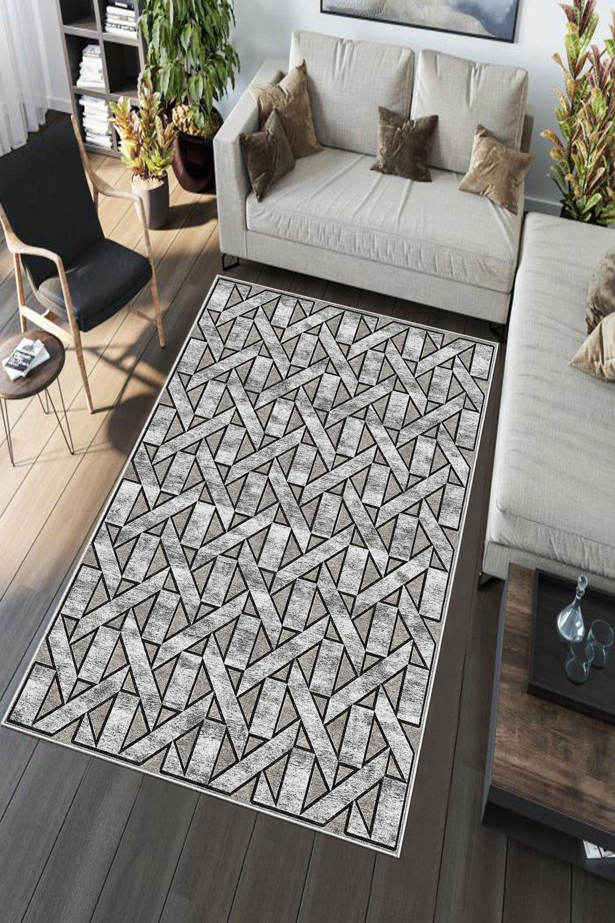 Aldora A177 Bej 9 mm Deri Yıkanabilir İnce Kaymaz Jüt Taban Dikdörtgen Makine Dokuma Salon Halısı 160x230 cm