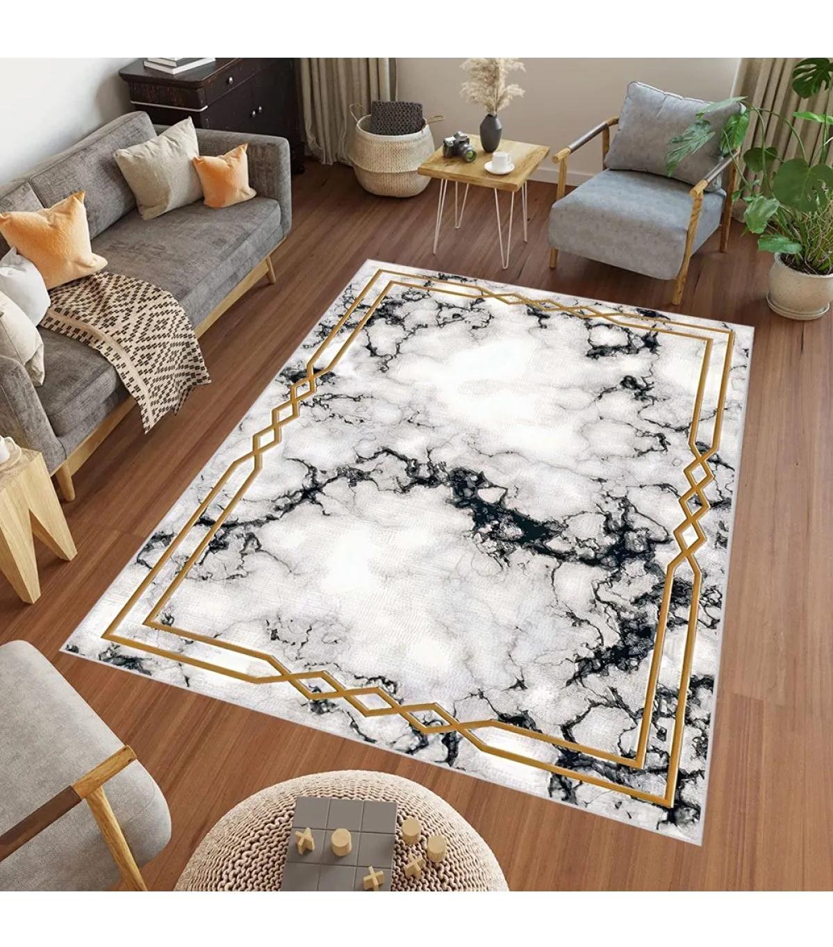 Rovigo Home RVG0459 Krem 8 mm Polyester Leke Tutmaz-Toz Tutmaz Yıkanabilir İnce Kaymaz Dot Taban Dikdörtgen Makine Dokuma Salon Halısı 120x180 cm