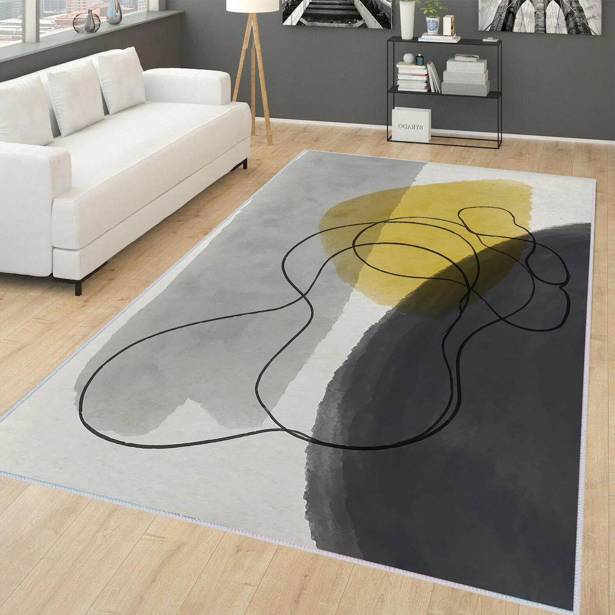 Rovigo Home RVG1739 Çok Renkli 8 mm Polyester Antibakteriyel-Leke Tutmaz-Toz Tutmaz Yıkanabilir İnce Kaymaz Dot Taban Dikdörtgen Makine Dokuma Salon Halısı 100x300 cm
