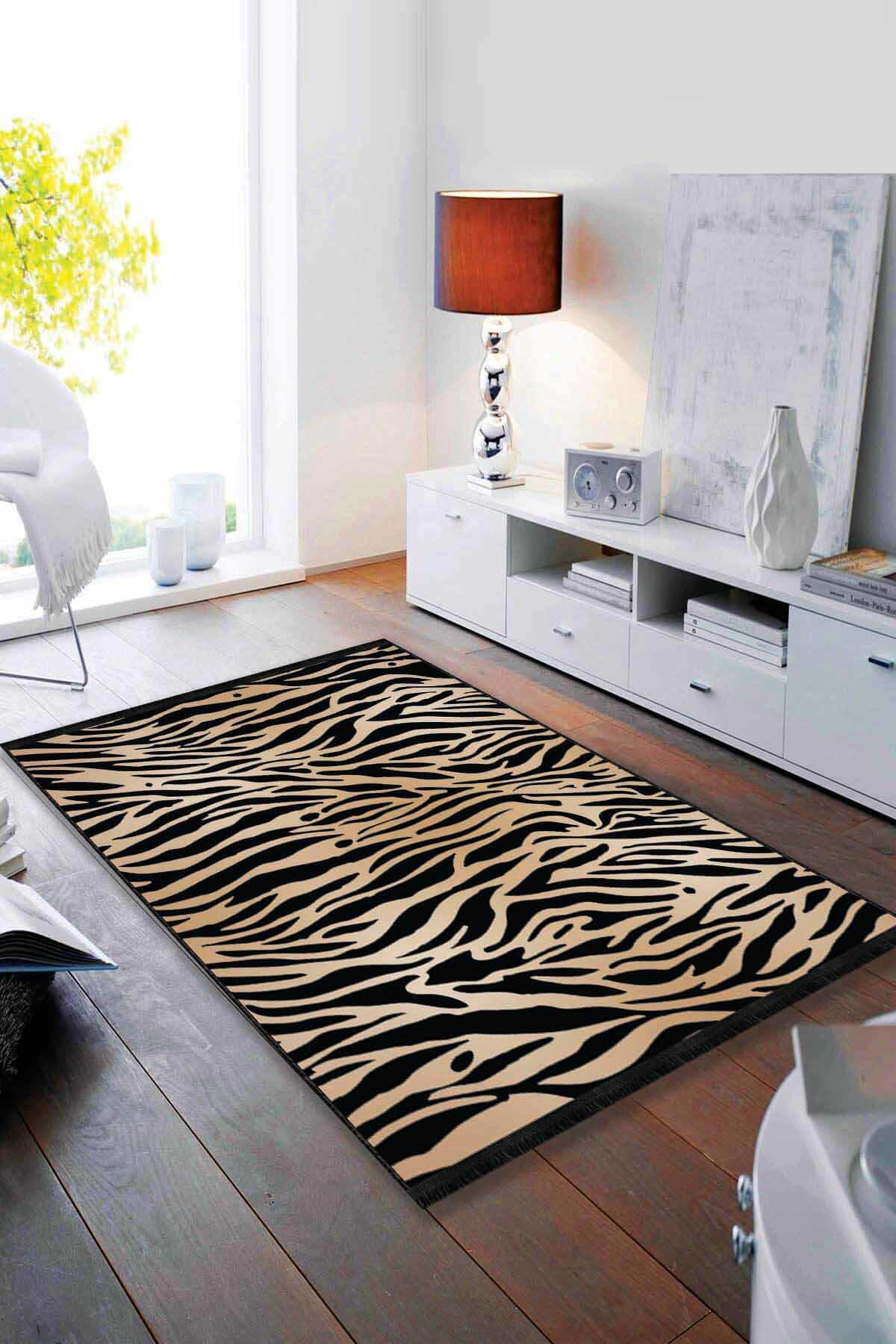 Viva Home AR404 Bej 7 mm Mikropolyester Leke Tutmaz Yıkanabilir İnce Kaymaz Dot Taban Dikdörtgen Makine Dokuma Salon Halısı 100x200 cm