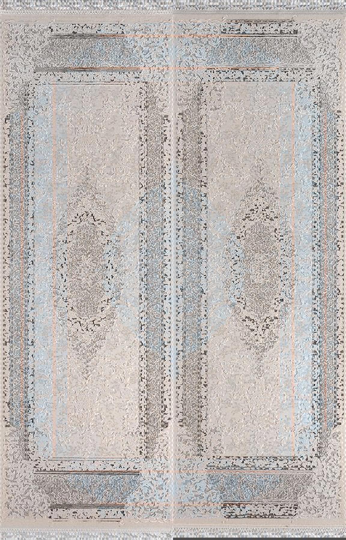 Sanat Halı Delüks 6991 Krem 7 mm Akrilik Yıkanabilir Kalın Kaymaz Lateks Taban Dikdörtgen Makine Dokuma Salon Halısı 140x200 cm
