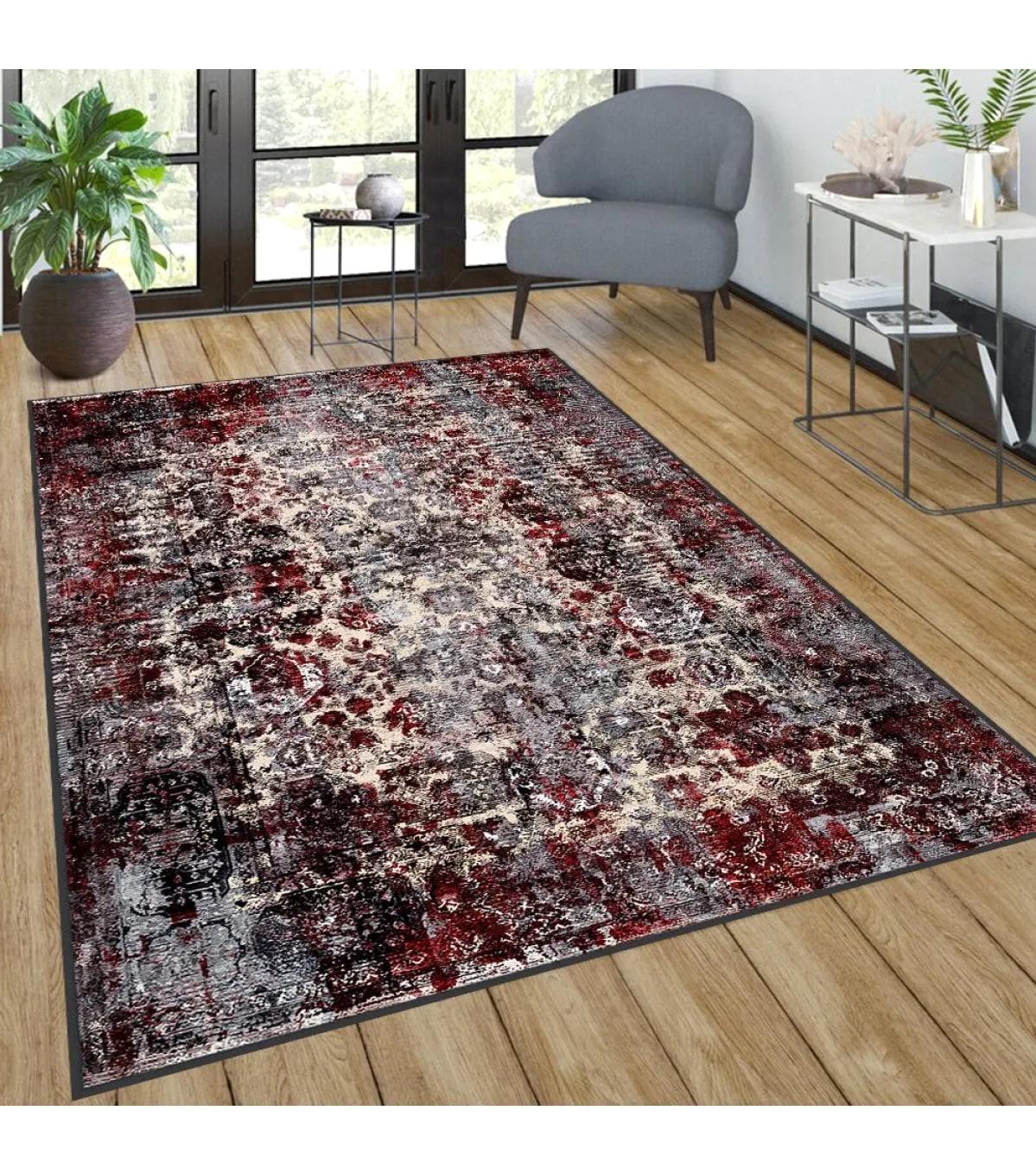 Rovigo Home RVG0276 Çok Renkli 8 mm Polyester Antibakteriyel-Leke Tutmaz-Toz Tutmaz Yıkanabilir İnce Kaymaz Dot Taban Dikdörtgen Makine Dokuma Salon Halısı 200x290 cm