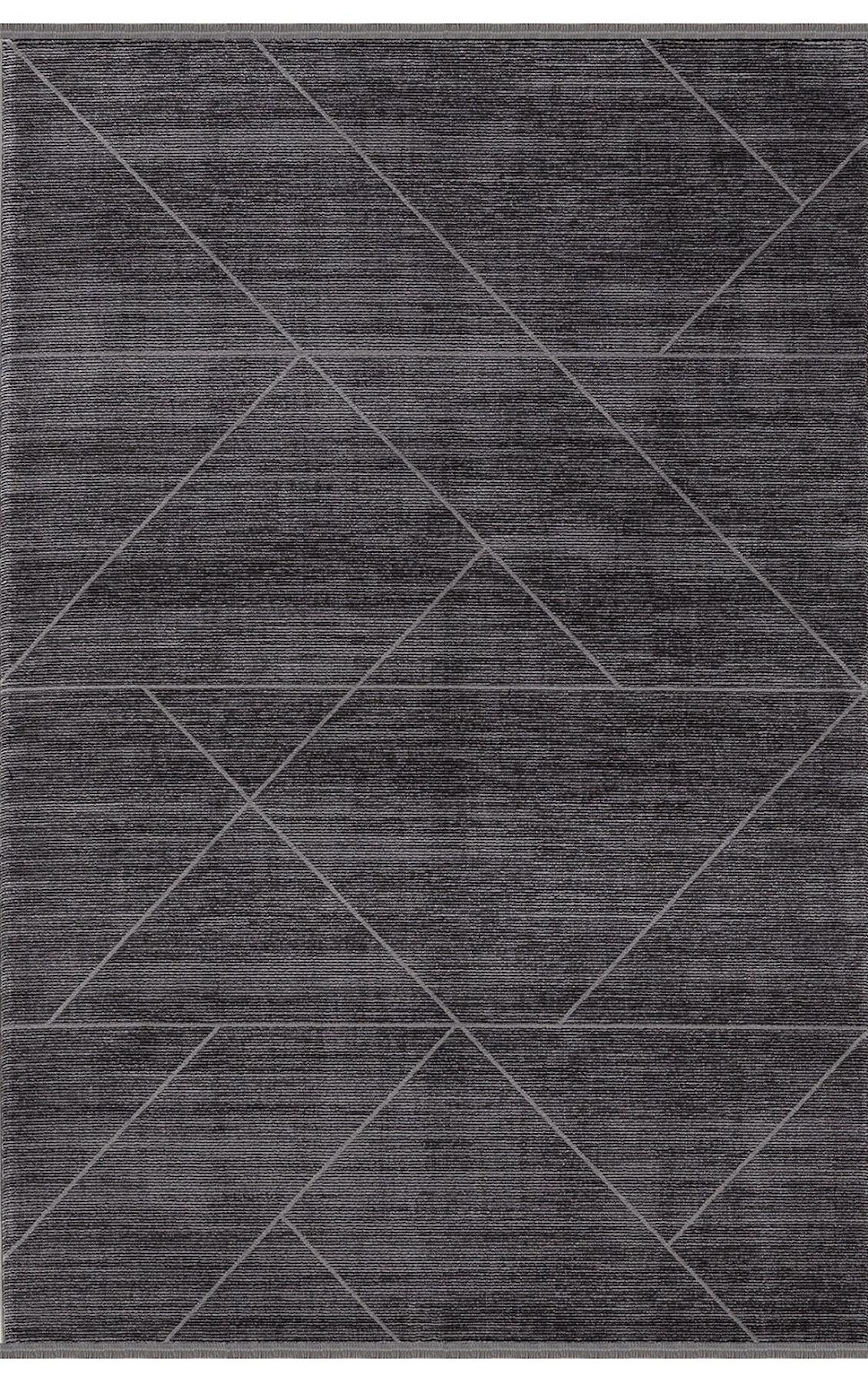 Padişah Eternity Antrasit 11 mm Akrilik Yumuşak Yıkanabilir İnce Kaymaz Dikdörtgen Makine Dokuma Salon Halısı 100x200 cm