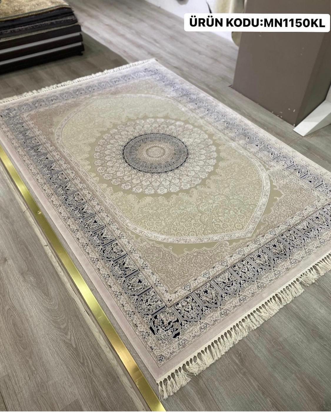 Gabardin Halı Krem 5 mm Bambu Yıkanabilir İnce Kaymaz Jüt Taban Dikdörtgen Makine Dokuma Salon Halısı 100x500 cm