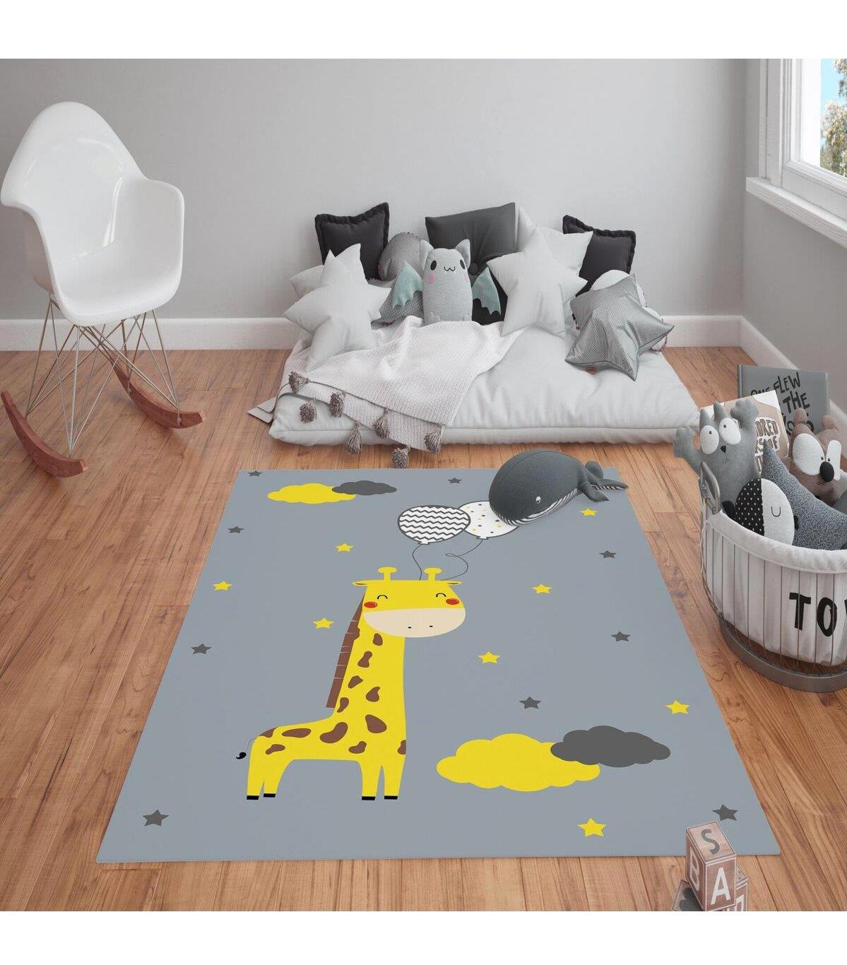 Doruklar Home Collection Çok Renkli 0.7 mm Polyester Yıkanabilir Kalın Kaymaz Taban Dikdörtgen Makine Dokuma Çocuk Odası Halısı 80x300 cm